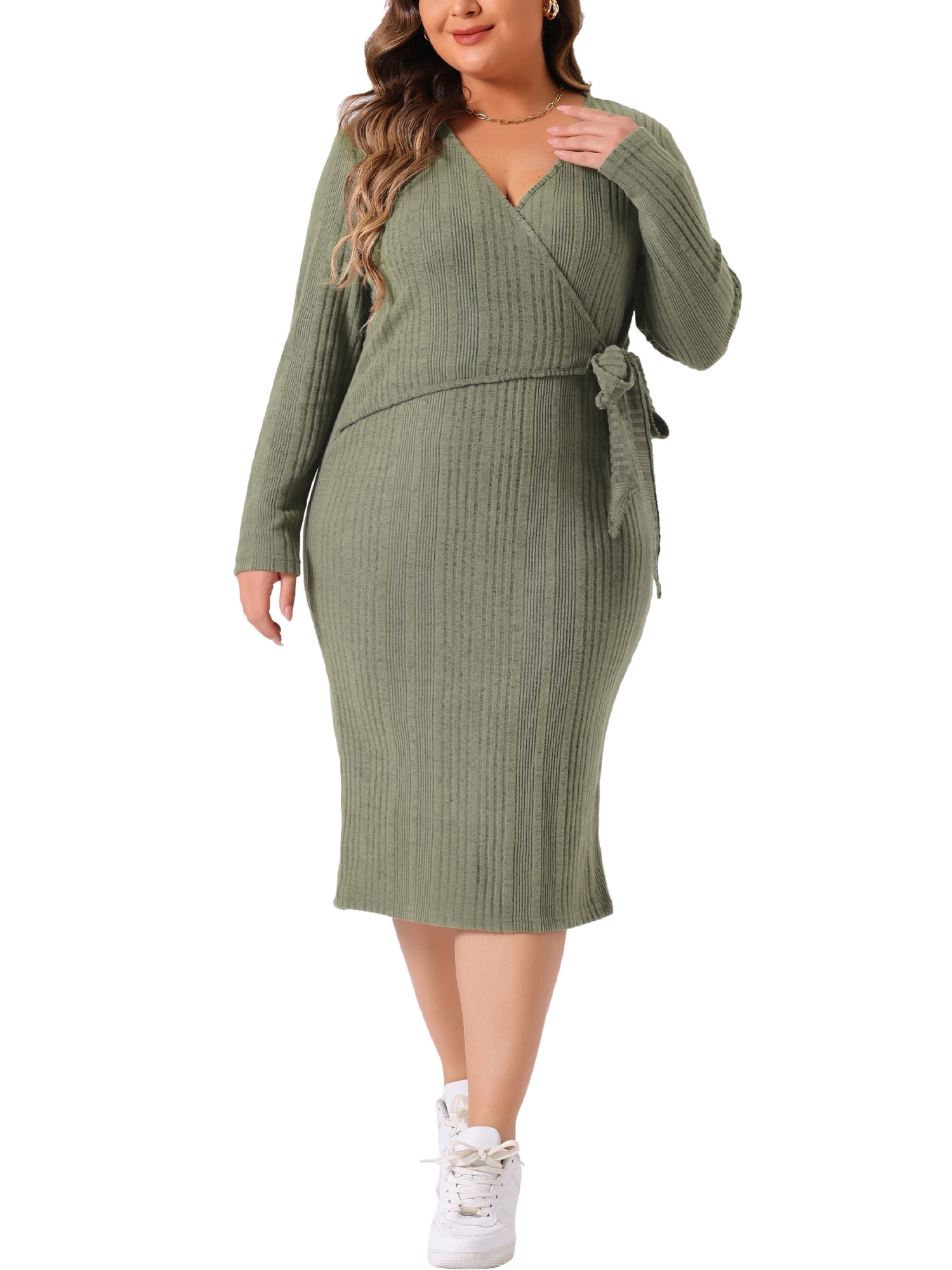 olive green bodycon dress plus size Vici olive green ribbed bodycon midi dress size large casual date night party