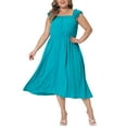 thumbnail image 1 of Agnes Orinda Plus Size Dress for Women Ruffle Cap Sleeve Shir Waist a Line Beach Sun Dresses, 1 of 4