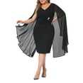 thumbnail image 1 of Agnes Orinda Plus Size Dress for Women V Neck Cape Sleeve Midi Bodycon Cocktail Dress, 1 of 5
