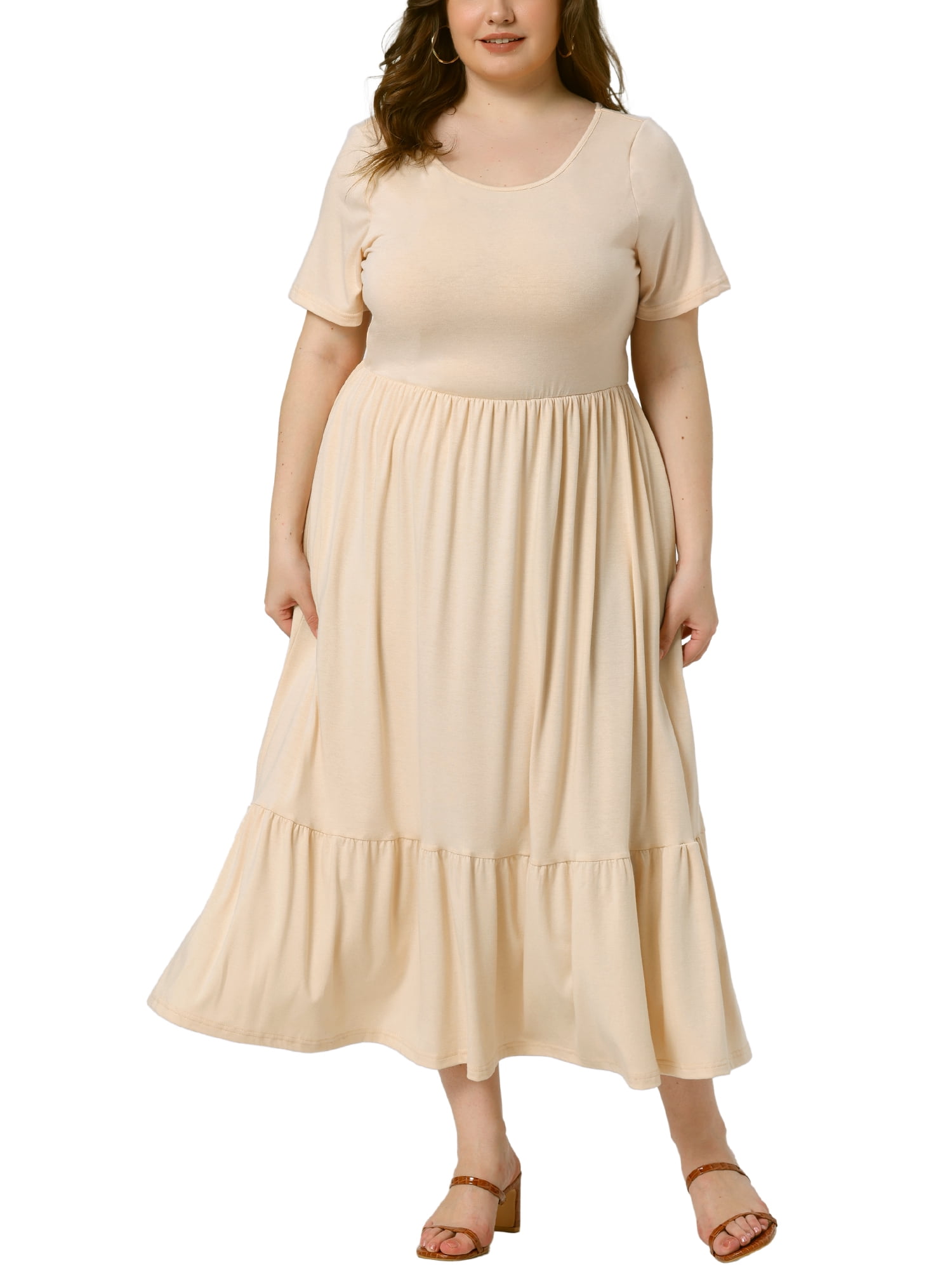 Agnes Orinda Women's Plus Size Dresses Short Sleeves Crew Neck Basic ...