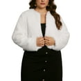thumbnail image 1 of CURVY GLAM Women's Plus Size Faux Fur Coats Jacket Open Front Long Sleeve Winter Warm Shaggy Parka Coat 2X White, 1 of 6