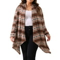 thumbnail image 1 of Agnes Orinda Plus Size Front Open Cardigan for Women Lightweight Boho Striped Long Cardigans Sweaters 3X Brown, 1 of 5