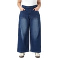 thumbnail image 1 of Agnes Orinda Women's Plus Size Jeans Straight Wide Leg High Waisted Stretch Denim Jean Pants with Pockets 1X Blue, 1 of 6