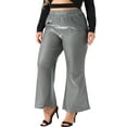 thumbnail image 1 of Agnes Orinda Women's Plus Size Metallic Sparkly Pants High Waist Wide Leg Pants Palazzo Trousers Clubwear 3X Silver, 1 of 6
