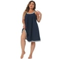 thumbnail image 1 of Agnes Orinda Plus Size Nightgowns for Women Sleeveless Sleepwear Wide Strap Sleepshirts Pleated Scoopneck Nightshirt 1X Dark Blue, 1 of 6