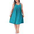 thumbnail image 1 of Agnes Orinda Plus Size Nightgowns for Women Sleeveless Sleepwear Wide Strap Sleepshirts Pleated Scoopneck Nightshirt 2X Teal Blue, 1 of 6