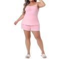 thumbnail image 1 of Agnes Orinda Women's Plus Size Valentines Day Pajama Set Contrast Color Cami Strap Lace Trim Sleeveless Sleepwear 4X Pink, 1 of 6