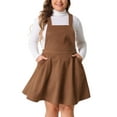 thumbnail image 1 of Agnes Orinda Plus Size Pinafore Overall Dress for Women Adjustable Strap Casual Vintage Faux Suede Dresses 1X Brown, 1 of 6