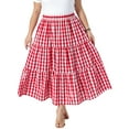 thumbnail image 1 of Agnes Orinda Women's Plus Size Plaid Skirts 1950s Gingham Tiered Layer Flowy Maxi Summer Casual A Line Skirts with Pockets 1X Red, 1 of 7