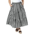 thumbnail image 1 of Agnes Orinda Women's Plus Size Plaid Skirts 1950s Gingham Tiered Layer Flowy Maxi Summer Casual A Line Skirts with Pockets 2X Black, 1 of 7