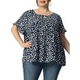 thumbnail image 1 of Agnes Orinda Women's Plus Size Casual Top Round Neck Ruffle Sleeve Tiered Peplum Blouse 4X Navy Blue, 1 of 6