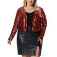thumbnail image 1 of Agnes Orinda Plus Size Sequin Cardigan for Women Glitter Shinny Metallic Long Sleeve Shrug Bolero Cardigans Jackets 4X Red, 1 of 6