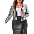 thumbnail image 1 of Agnes Orinda Plus Size Sequin Cardigan for Women Glitter Shinny Metallic Long Sleeve Shrug Bolero Cardigans Jackets 4X Silver, 1 of 6