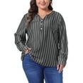thumbnail image 1 of Agnes Orinda Plus Size Shirts for Women Long Sleeve Button Down Shirt Tops Blouse 4X Black, 1 of 5