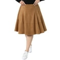 thumbnail image 1 of Agnes Orinda Women's Plus Size Faux Suede Skirt Elastic High Waist A Line Midi Skirts with Pockets 1X Brown, 1 of 6