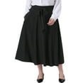 thumbnail image 1 of Agnes Orinda Women's Plus Size Skirt Tie Knot High Waist Flowy Swing A-Line Midi Skirts with Pockets 1X Black, 1 of 6