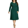 thumbnail image 1 of Agnes Orinda Plus Size Sweater Dress for Women Lightweight Long Sleeve Knit Pullover Midi Dresses 1X Green, 1 of 6