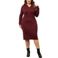thumbnail image 1 of Agnes Orinda Plus Size Sweater Dress for Women Long Sleeve Hooded Midi Dresses 3X Burgundy, 1 of 6
