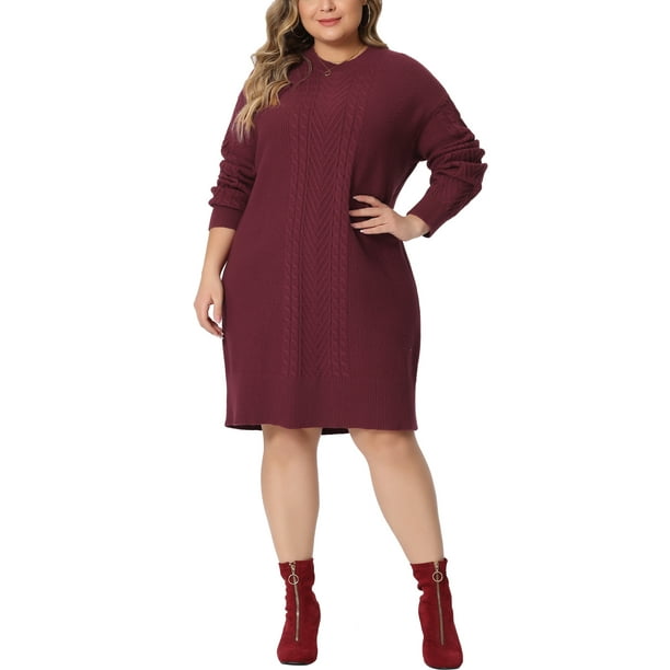 plus size sweater dress amazon ShopWonder Womens Long Sleeve Ribbed Knit Dress Winter Loose Casual Pullover Sweater Midi Dresses Black at Women's Clothing store Stretch dress Plus Size Kendra Cutout Cable