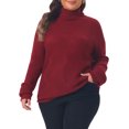 thumbnail image 1 of Agnes Orinda Women's Plus Size Halloween Outfits Sweater Cable Knit Turtle Neck Long Sleeve Ribbed Cuff Fall Winter Chunky Pullover Sweaters 3X Burgundy, 1 of 6