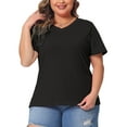 thumbnail image 1 of Agnes Orinda Plus Size T Shirts for Women Basic V Neck Short Sleeve Tops 1X Black, 1 of 6