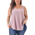 thumbnail image 1 of Agnes Orinda Plus Size Tank Tops for Women Eyelet Embroidery Sleeveless Spaghetti Strap Loose Fit Cami Tops 2X Pink, 1 of 6