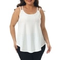 thumbnail image 1 of Agnes Orinda Plus Size Tank Tops for Women Eyelet Embroidery Sleeveless Spaghetti Strap Loose Fit Cami Tops 3X White, 1 of 5