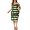 thumbnail image 1 of Agnes Orinda Plus Size Tie Dye Sleeveless Summer Dresses for Women Beach Tshirt Sundress Casual Loose Tank Dress 2X Army Green, 1 of 6