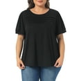 thumbnail image 1 of Agnes Orinda Women's Plus Size Top Crew Neck Short Sleeve t Shirts Flowy Pleated Dressy Casual Tunic Blouses 4X Black, 1 of 6