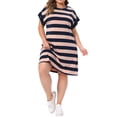 thumbnail image 1 of Agnes Orinda Plus Size Tunic Dress for Women 2026 Summer Short Sleeve Striped Casual t Shirt Dress 2X Pink, 1 of 6