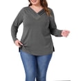 thumbnail image 1 of Agnes Orinda Plus Size Tunic Tops for Women  Long Sleeve V Neck Button Fall Pullover Shirt Loose Blouse 3X Grey, 1 of 6