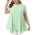 thumbnail image 1 of Agnes Orinda Women's Plus Size Easter Tunic Tops  Summer Crew Neck Flowy Swing Loose Short Sleeve Knit T Shirt Tops Blouse Casual 1X Mint Green, 1 of 6