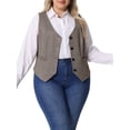 thumbnail image 1 of Agnes Orinda Plus Size Vest for Women Plaid Sleeveless Button with Pockets Vests 2X Brown, 1 of 6