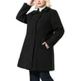 thumbnail image 1 of Agnes Orinda Women's Plus Size Winter Coats Notched Lapel Single Breasted Outerwear Elegant Long Trench Coat with Pocket 1X Black, 1 of 9