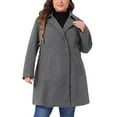 thumbnail image 1 of Agnes Orinda Women's Plus Size Winter Coats Notched Lapel Single Breasted Outerwear Elegant Long Trench Coat with Pocket 2X Dark Gray, 1 of 7
