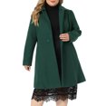 thumbnail image 1 of Agnes Orinda Women's Plus Size Winter Coats Notched Lapel Single Breasted Outerwear Elegant Long Trench Coat with Pocket 4X Dark Green, 1 of 7