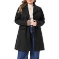 thumbnail image 1 of Agnes Orinda Women's Plus Size Pea Coat Lapel Collar Single Breasted Trench Fall Winter Mid‑Length Overcoat with Pockets 2X Black, 1 of 8
