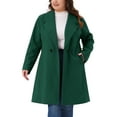 thumbnail image 1 of Agnes Orinda Women's Plus Size Winter Coats Single Breasted Lapel Belted Midi Pea Coats with Pocket 1X Dark Green, 1 of 6