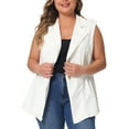 thumbnail image 1 of Agnes Orinda Plus Size Women's Denim Jacket Sleeveless Waistline Notched Lapel Button Denim Vests, 1 of 5