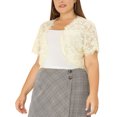 thumbnail image 1 of Agnes Orinda Plus Size Women's Elegant Short Sleeve Sheer Floral Lace Bolero Shrug Top 3X Apricot, 1 of 7