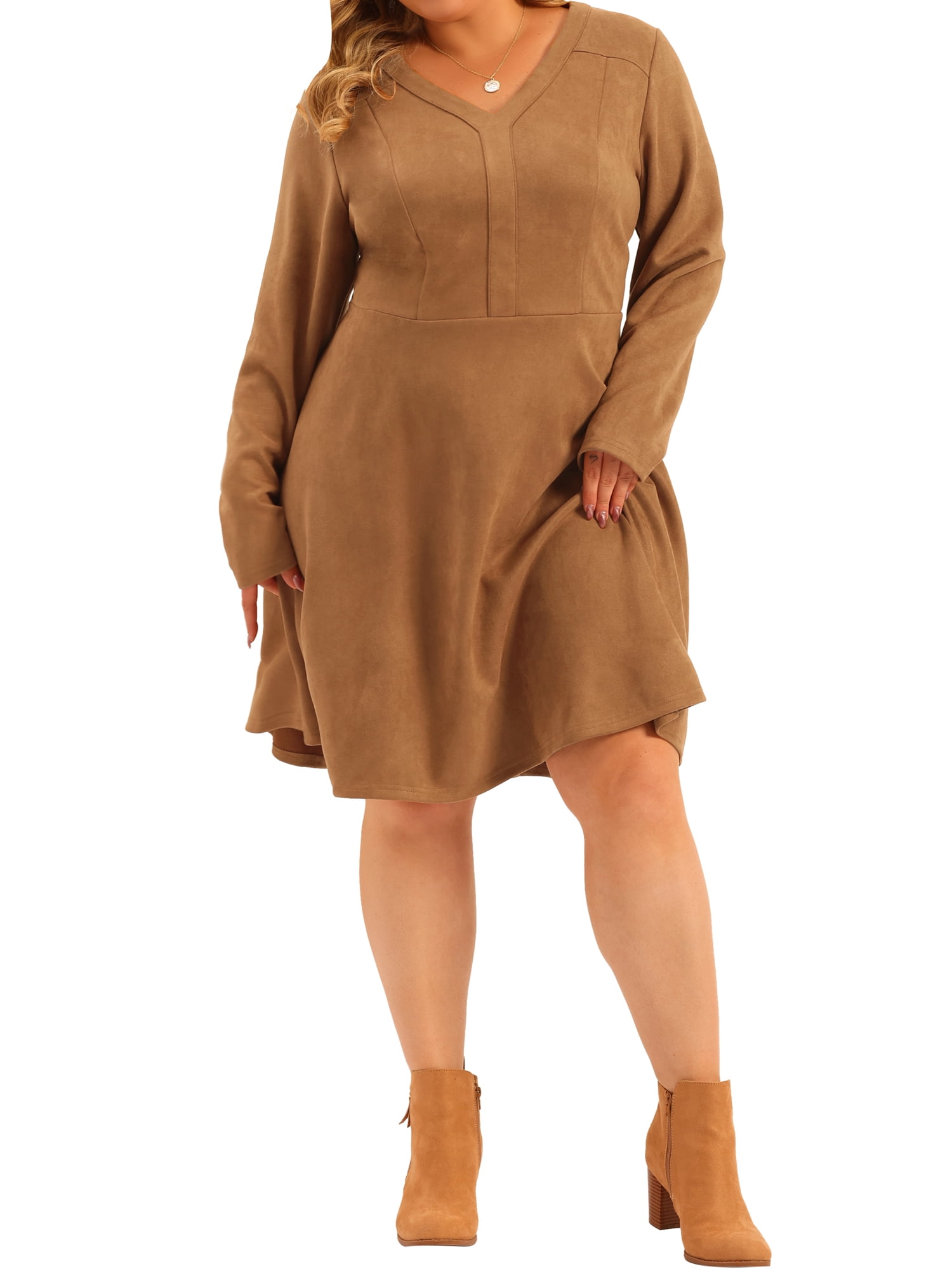 brown suede dress plus size The Elizabeth Suede Dress main image 0