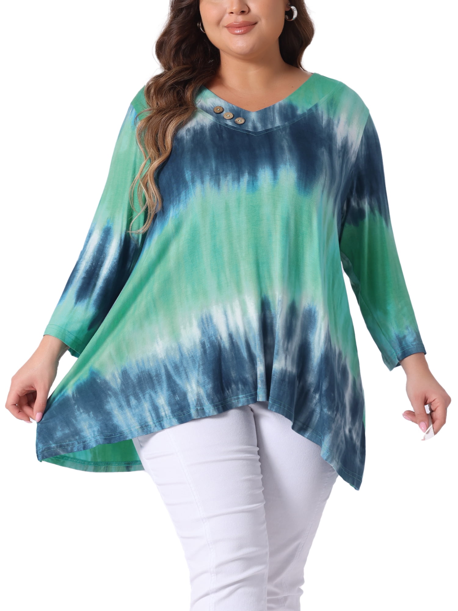 Agnes Orinda Women's Plus Size Tops Short Sleeve V Neck Drawstring Casual Boho Floral Printed Summer Blouses 2x White