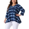 thumbnail image 1 of Agnes Orinda V Neck Plus Size Tops for Women Elbow 3/4 Sleeve Loose Fit Casual Blouse Tee Top Tie Dye T Shirts Trendy, 1 of 6