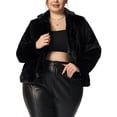 thumbnail image 1 of Agnes Orinda Women Plus Size Coat for Cardigan Jacket Notch Lapel Faux Fur Fluffy Coats 1X Black, 1 of 7