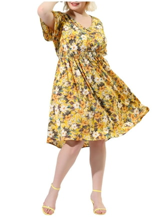 MODA NOVA Juniors Plus Size Summer V Neck Dirty Floral Peplum Midi Dress 