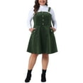 thumbnail image 1 of Agnes Orinda Women's Plus Size Corduroy Pinafore Short Dress Overall Dresses Suspender Skirt with Pocket 2X Army Green, 1 of 6