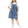 thumbnail image 1 of Agnes Orinda Women's Plus A Line Denim Overall Dress Midi Skirt, 1 of 7