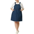 thumbnail image 1 of Agnes Orinda Women's Plus A Line Denim Overall Dress Midi Skirt, 1 of 6