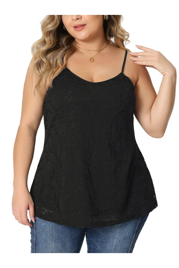 Women's Plus Cami Lace Adjustable Strap Elegant Sleeveless Camisole
