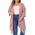 thumbnail image 1 of Agnes Orinda Women's Plus Size  Lace Crochet Draped Shawls Lightweight Open Front Cover-Ups Casual Cardigans 4X Pink, 1 of 6